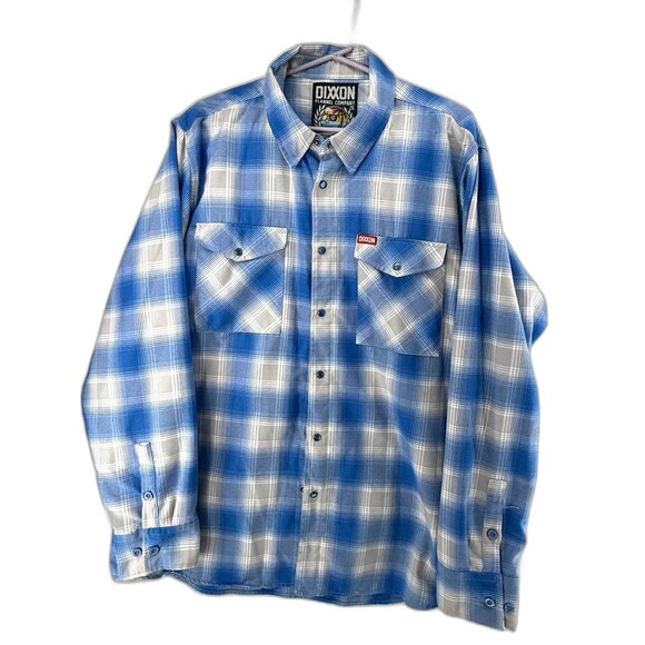 DIXXON The Pierside Flannel Men’s 2XL Blue Plaid Pre-Pleat Pearl Snap - Picture 1 of 10